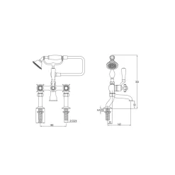 JTP Grosvenor Pinch Deck Mounted Bath Shower Mixer With Kit