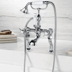 JTP Grosvenor Pinch Deck Mounted Bath Shower Mixer With Kit