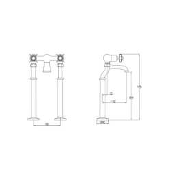 JTP Grosvenor Pinch Floor Standing Bath Filler