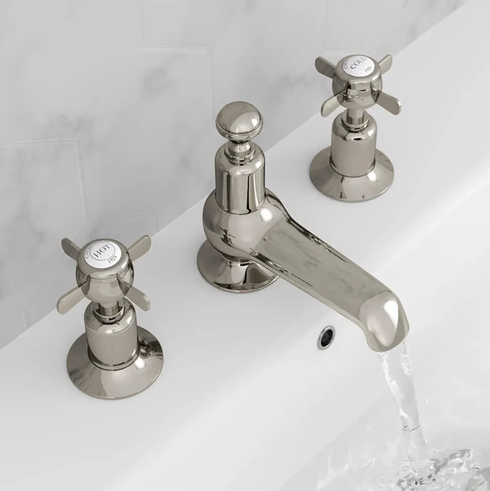 JTP Grosvenor Pinch 3 Hole Deck Mounted Basin Mixer Tap