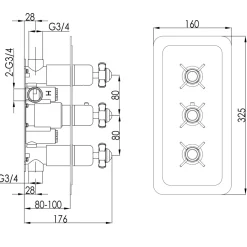 JTP Grosvenor Pinch Vertical Concealed 2 Outlet Shower Valve