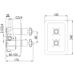 JTP Grosvenor Pinch Vertical Concealed 1 Outlet Shower Valve