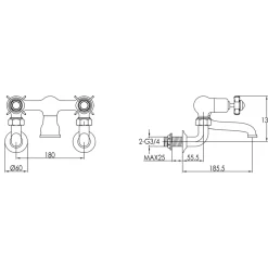 JTP Grosvenor Pinch Wall Mounted Bath Filler Tap