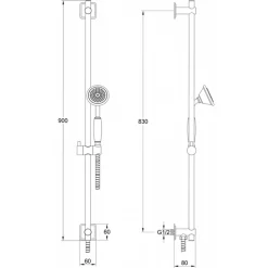 JTP Grosvenor Slide Rail Kit, Single Function Handset & Hose