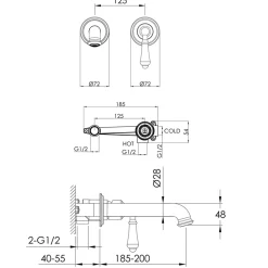 JTP Grosvenor Wall Mounted Basin Mixer Tap