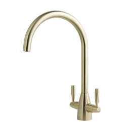 Just Taps Blink Twin Lever Mono Kitchen Mixer Tap - Brushed Brass