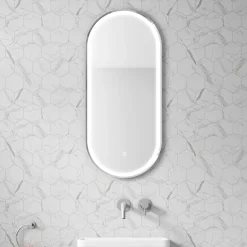 Just Taps LED Illuminated Oval Bathroom Mirror with Heated Demister Pad & Colour Change Lights - 1000 x 450mm