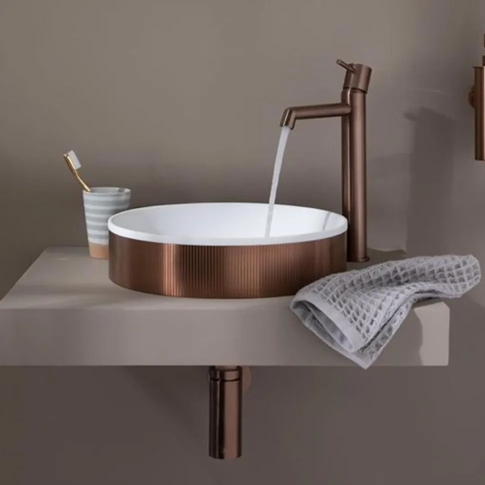 Just Taps VOS 360mm Round Countertop Basin with Click Clack Waste