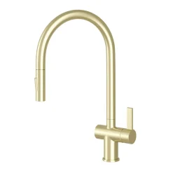 Just Taps VOS Pull Out Spray Single Lever Mono Kitchen Mixer - Brushed Brass