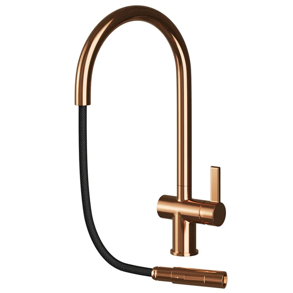 Just Taps VOS Pull Out Spray Single Lever Mono Kitchen Mixer - Rose Gold