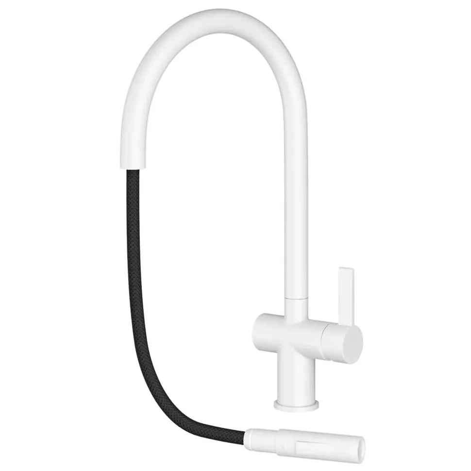 Just Taps VOS Pull Out Spray Single Lever Mono Kitchen Mixer - Matt White