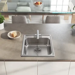 Leisure Albion 1 Bowl Satin Stainless Steel Sink - 500 x 500mm