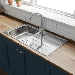 Leisure Albion 1 Bowl Stainless Steel Kitchen Sink with Reversible Drainer - 950 x 508mm