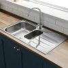 Leisure Albion 1.5 Bowl Stainless Steel Kitchen Sink with Reversible Drainer - 950 x 508mm