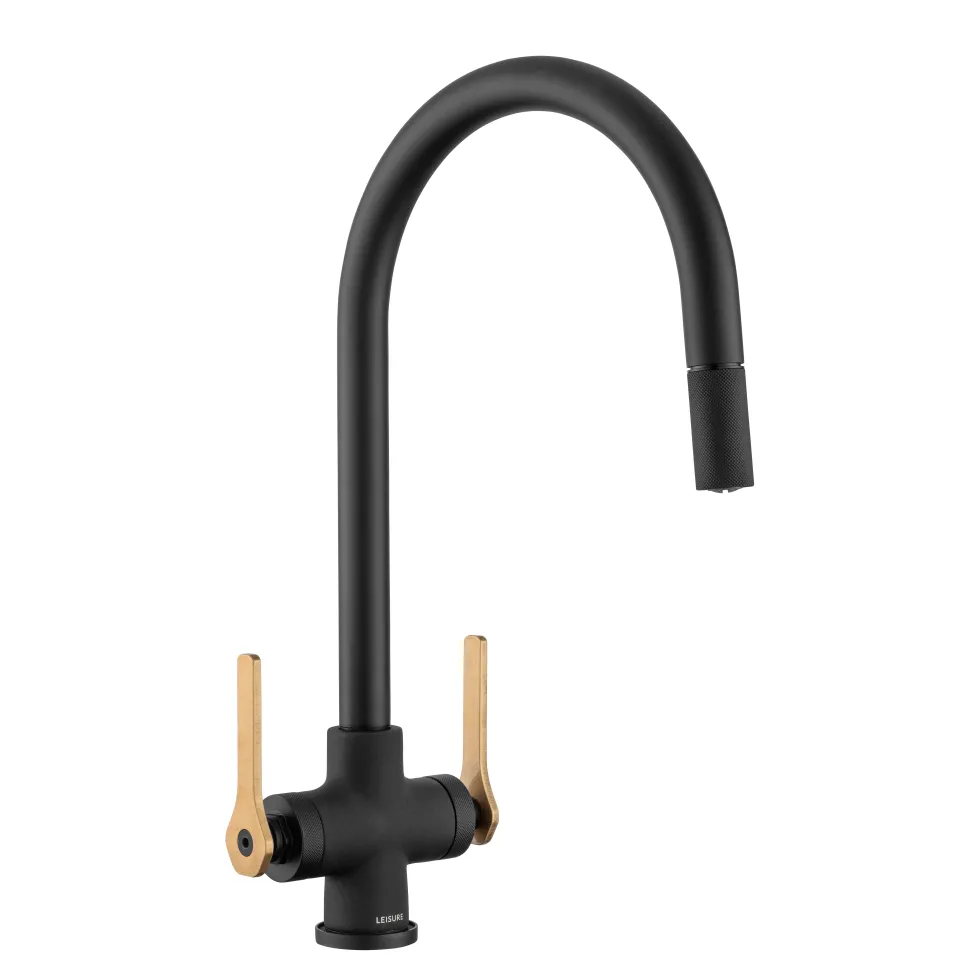 Leisure AquaSpirit Twin Lever Pull Out Mono Kitchen Mixer Tap