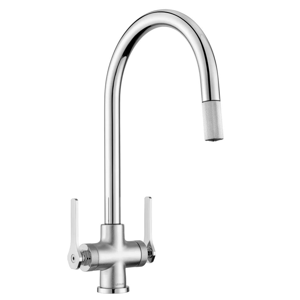 Leisure AquaSpirit Twin Lever Pull Out Mono Kitchen Mixer Tap
