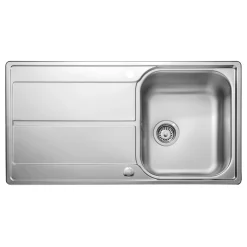 Leisure Aria 1 Bowl Satin Stainless Steel Kitchen Sink with Reversible Drainer - 950 x 508mm