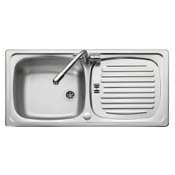 Leisure Euroline 1 Bowl Stainless Steel Sink with Reversible Drainer - 860 x 435mm