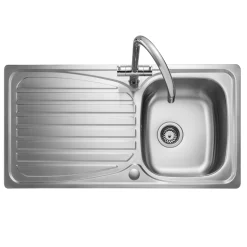 Leisure Euroline Plus 1 Bowl Polished Stainless Steel Sink with Reversible Drainer - 950 x 500mm