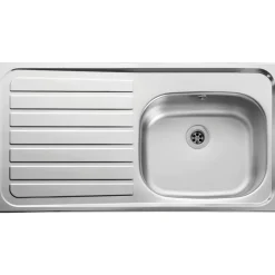 Leisure Lexin Satin Stainless Steel Single Bowl Kitchen Sink with Left Hand Drainer - 950 x 508mm