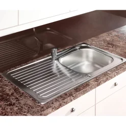 Leisure Linear 1 Bowl Stainless Steel Kitchen Sink & Waste Kit with Reversible Drainer - 950 x 508mm