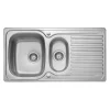 Leisure Linear 1.5 Bowl Stainless Steel Kitchen Sink & Waste Kit with Reversible Drainer - 950 x 508mm