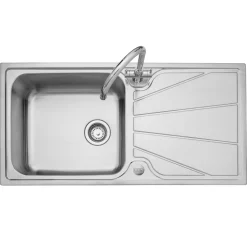 Leisure Nimbus 1 Bowl Stainless Steel Kitchen Sink with Reversible Drainer - 1000 x 500mm