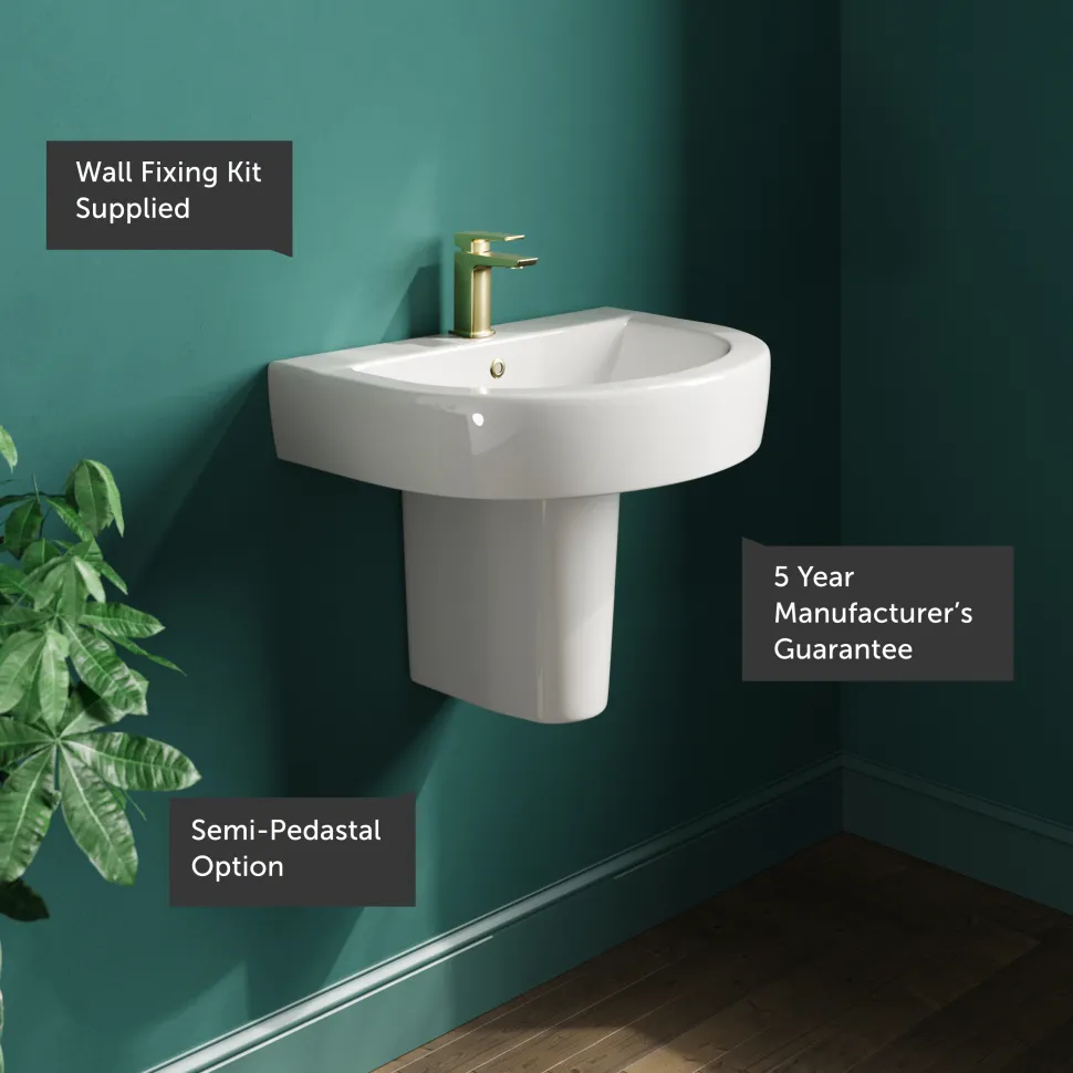 Lorraine 550mm Basin & Semi Pedestal