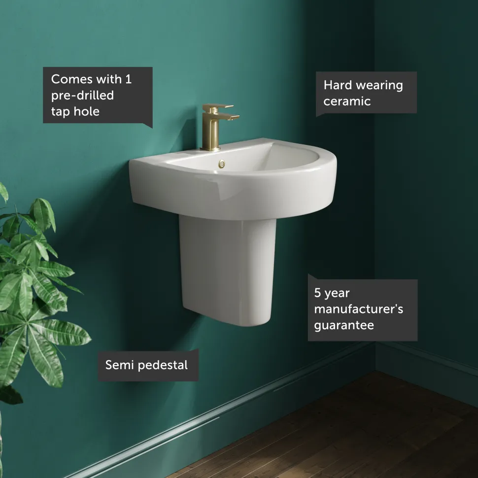 Lorraine 500mm Basin & Semi Pedestal