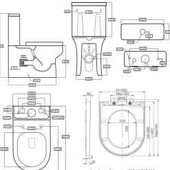 Lorraine Rimless Back To Wall Close Coupled Toilet & Soft Close Seat
