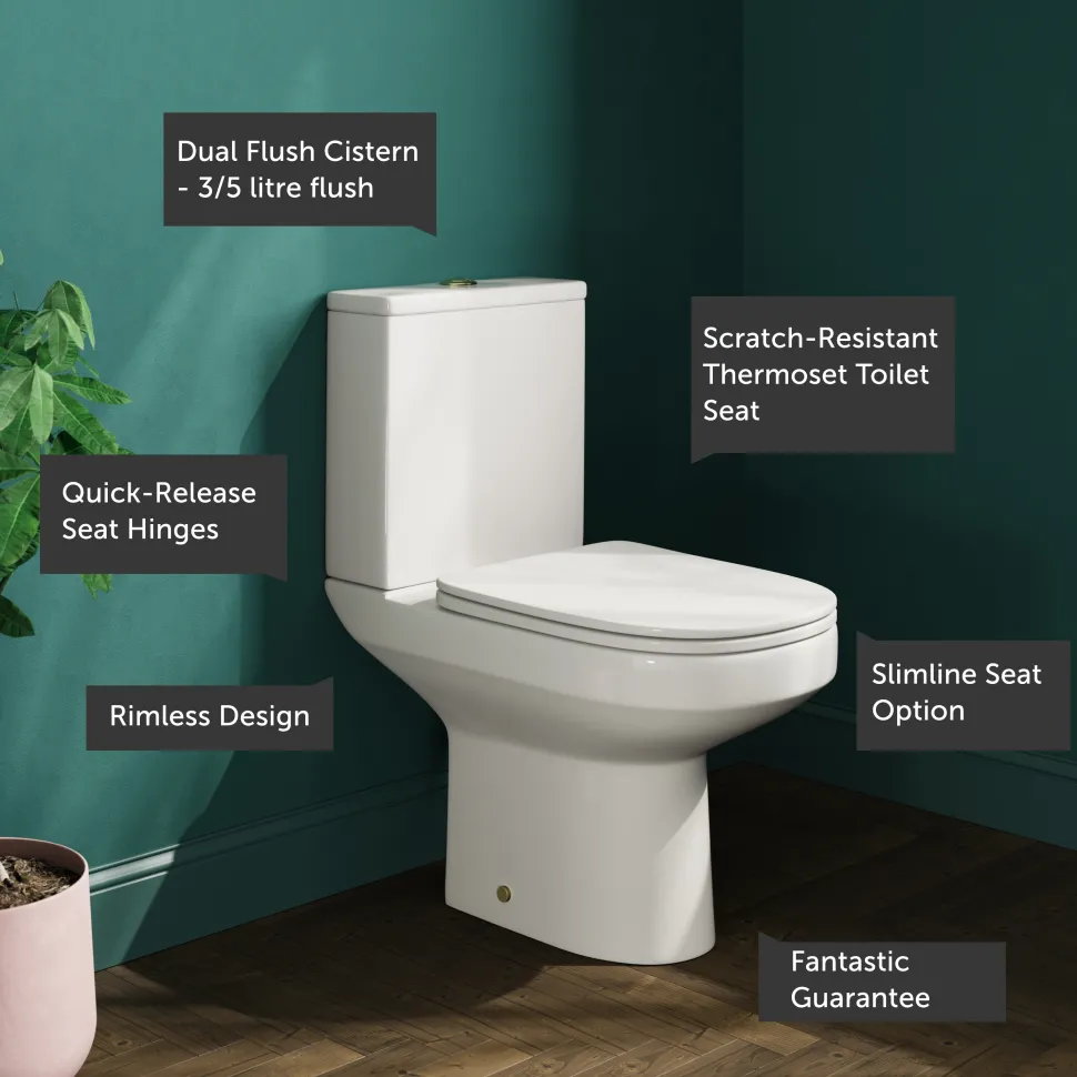 Lorraine Rimless Close Coupled Compact Toilet & Soft Close Seat