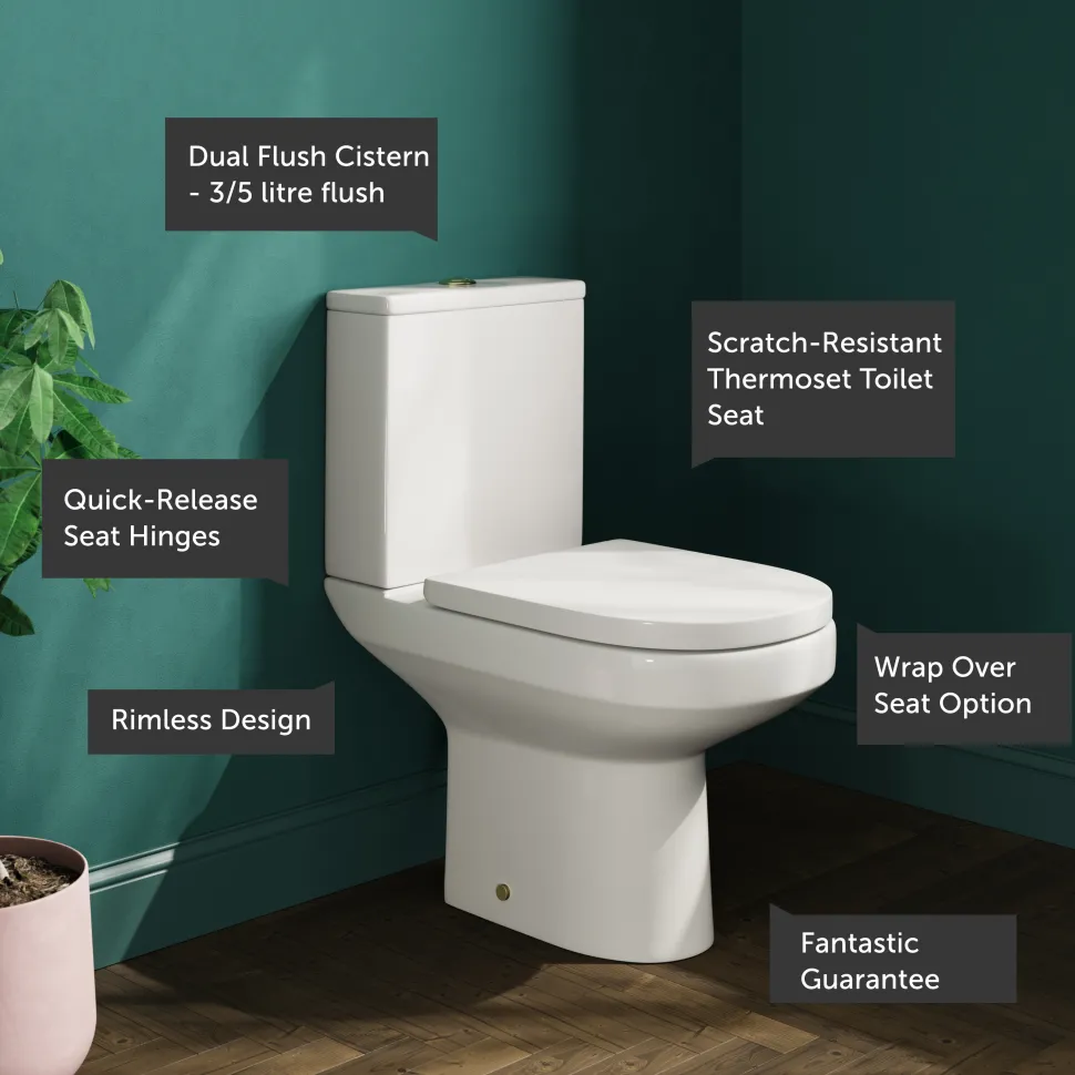 Lorraine Rimless Close Coupled Compact Toilet & Soft Close Seat