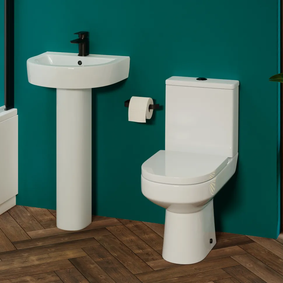 Lorraine Rimless Toilet & Basin Bathroom Suite