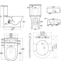 Lydia Rimless Close to Wall Close Coupled Toilet & Soft Close Seat