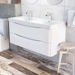 Maia 1200mm Wall Mounted Double Basin Vanity Unit