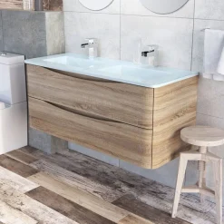 Maia 1200mm Wall Mounted Double Basin Vanity Unit