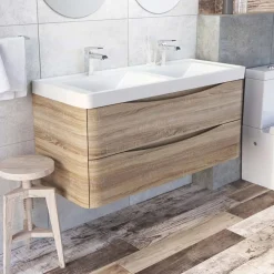 Maia 1200mm Wall Mounted Double Basin Vanity Unit