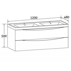 Maia 1200mm Wall Mounted Double Basin Vanity Unit