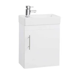Maisie Compact Wall Mounted 400mm Cloakroom Vanity Unit and Basin - White Gloss