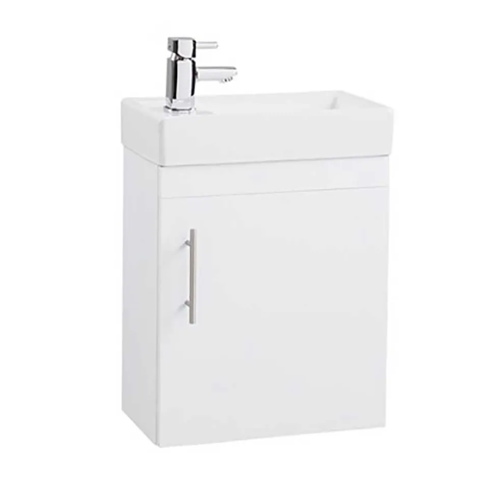 Maisie Compact Wall Mounted 400mm Cloakroom Vanity Unit and Basin - White Gloss
