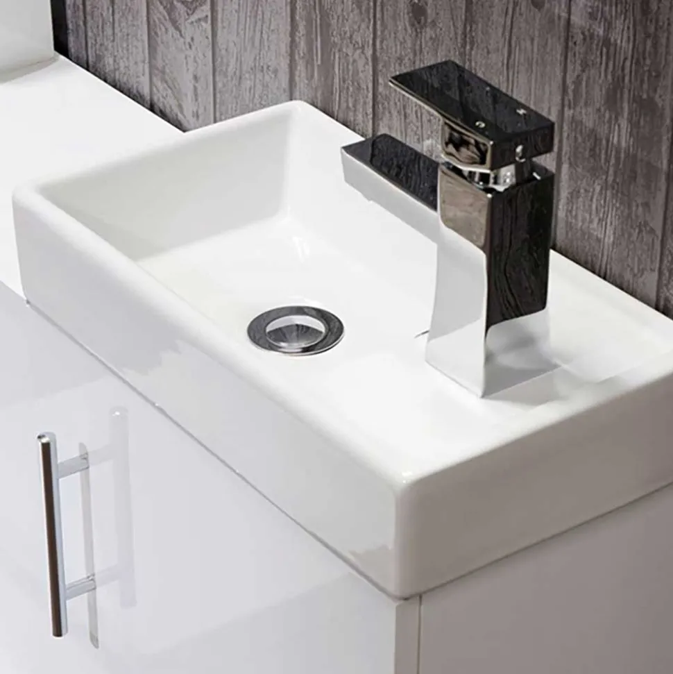 Maisie Compact Wall Mounted 400mm Cloakroom Vanity Unit and Basin - White Gloss