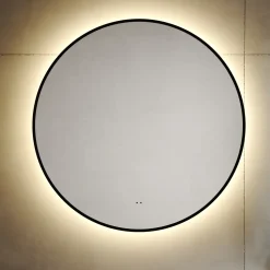 Marcos LED Illuminated Round Framed Mirror with Demister Pad & Colour Change Lights - 600mm