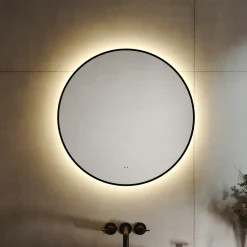 Marcos LED Illuminated Round Framed Mirror with Demister Pad & Colour Change Lights - 600mm