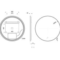 Marcos LED Illuminated Round Framed Mirror with Demister Pad & Colour Change Lights - 800mm