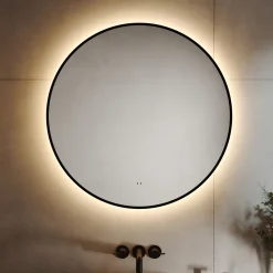 Marcos LED Illuminated Round Framed Mirror with Demister Pad & Colour Change Lights - 800mm