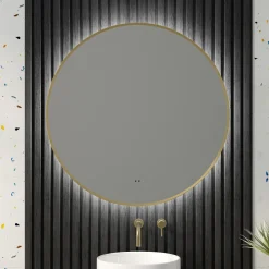Marcos LED Illuminated Round Framed Mirror with Demister Pad & Colour Change Lights - 800mm