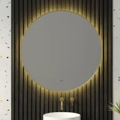 Marcos LED Illuminated Round Framed Mirror with Demister Pad & Colour Change Lights - 800mm