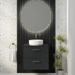 Marcos LED Illuminated Round Framed Mirror with Demister Pad & Colour Change Lights - 800mm