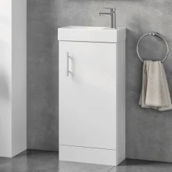 Minnie 400mm Floorstanding Cloakroom Vanity Unit & Basin - Gloss White