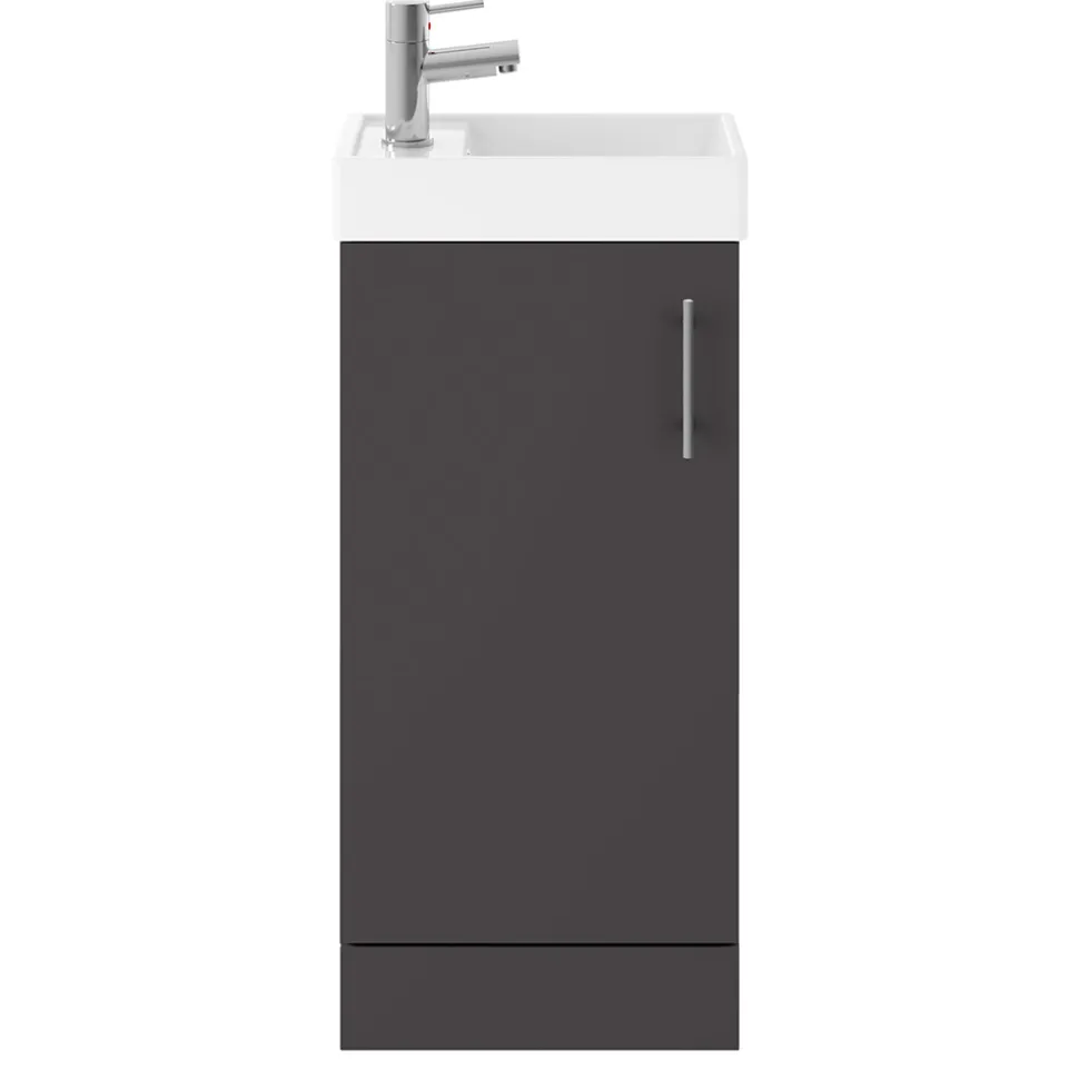 Minnie 400mm Floorstanding Cloakroom Vanity Unit & Basin - Gloss Grey